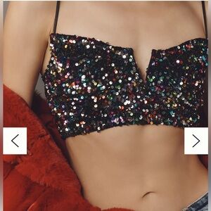 Anthropologie Eve Sequin Bralette, Black Novelty, Size XS